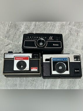 Vintage Kodak Instamatic 44 X-15 & Keystone 125X Camera Lot Untested